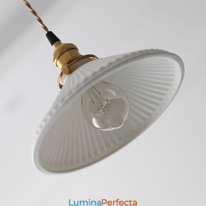 Lampă suspendată din ceramică în stil japonez Lampă suspendată retro plisată