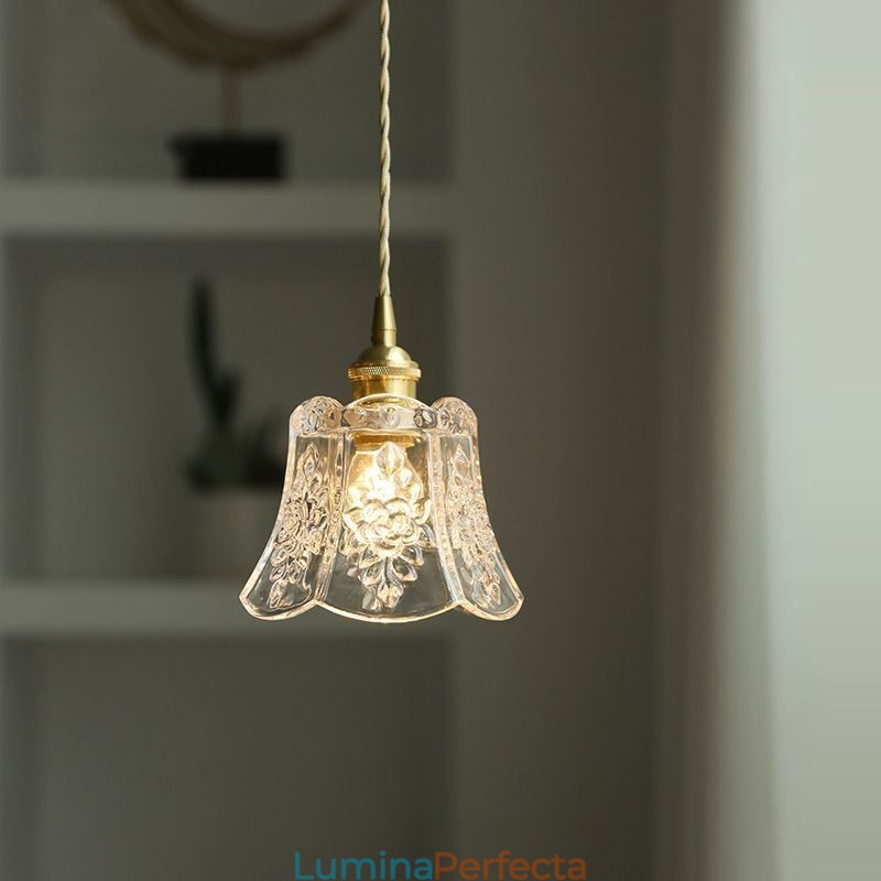 Lampă suspendată cu flori Corp de iluminat decorativ din sticlă minimalist