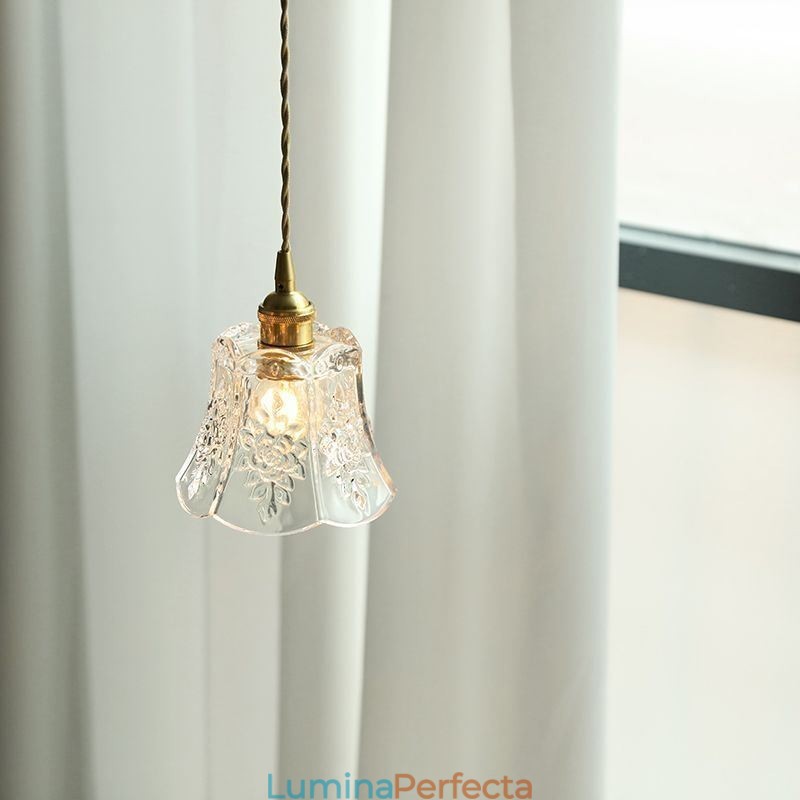 Lampă suspendată cu flori Corp de iluminat decorativ din sticlă minimalist