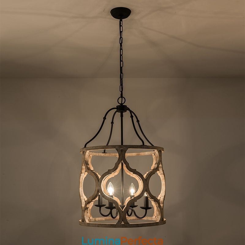 Lampă suspendată lanternă în stil vintage cu 4 lumini