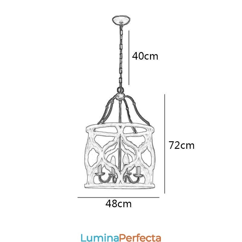 Lampă suspendată lanternă în stil vintage cu 4 lumini
