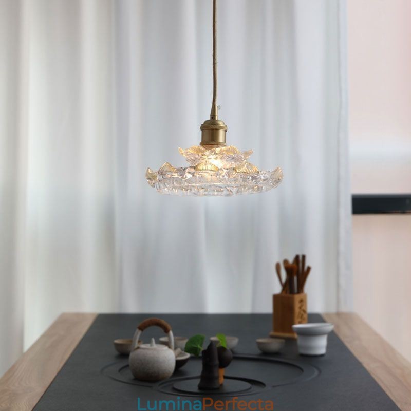 Lampă suspendată din sticlă în stil japonez Lampă suspendată din sticlă Lotus