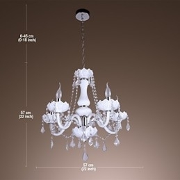 Candelabru elegant din cristal cu 5 lumini alb