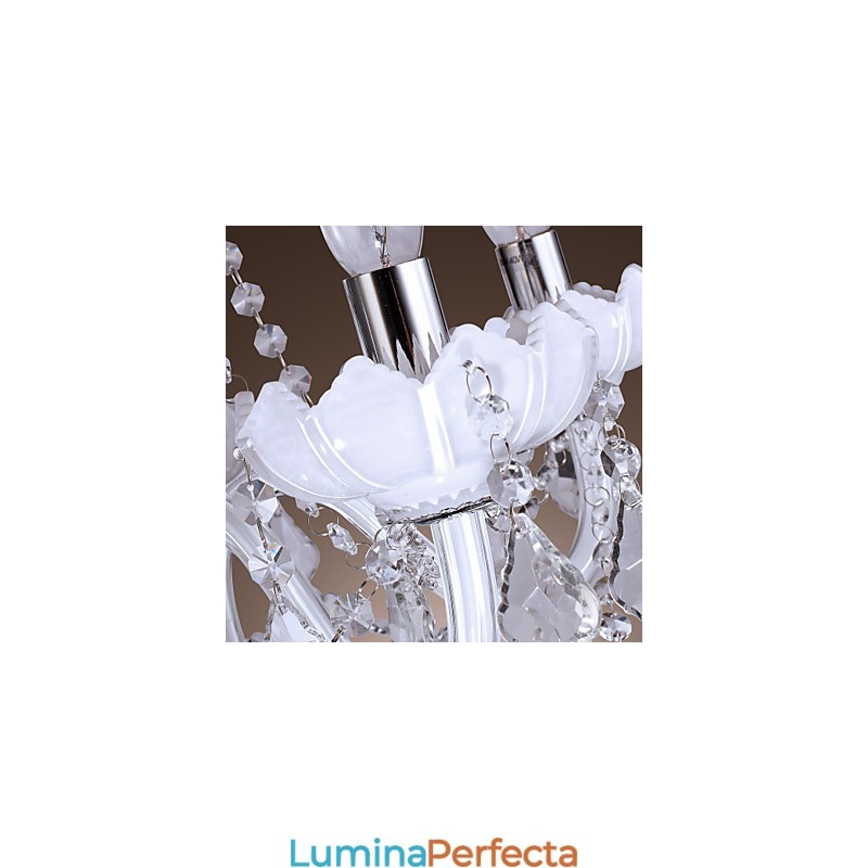 Candelabru elegant din cristal cu 5 lumini alb