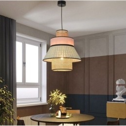 1 Lumină Rochie Abajur Lampă suspendată Bamboo Weave Iluminare