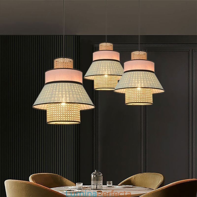 1 Lumină Rochie Abajur Lampă suspendată Bamboo Weave Iluminare