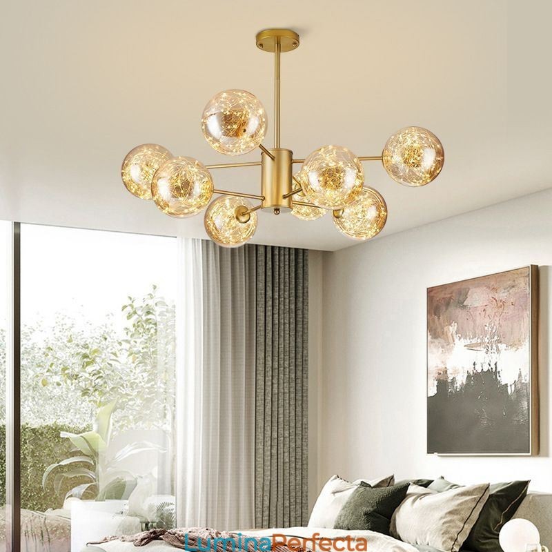 Lampă de suspendare Magic Bean Lampă de suspendare Gypsophila cu bilă de sticlă în stil nordic