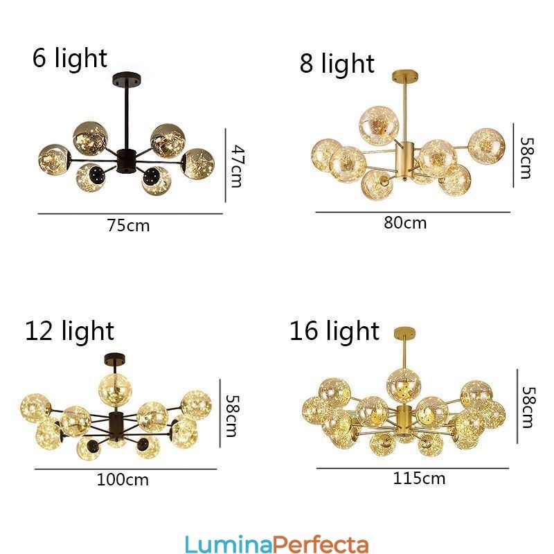 Lampă de suspendare Magic Bean Lampă de suspendare Gypsophila cu bilă de sticlă în stil nordic