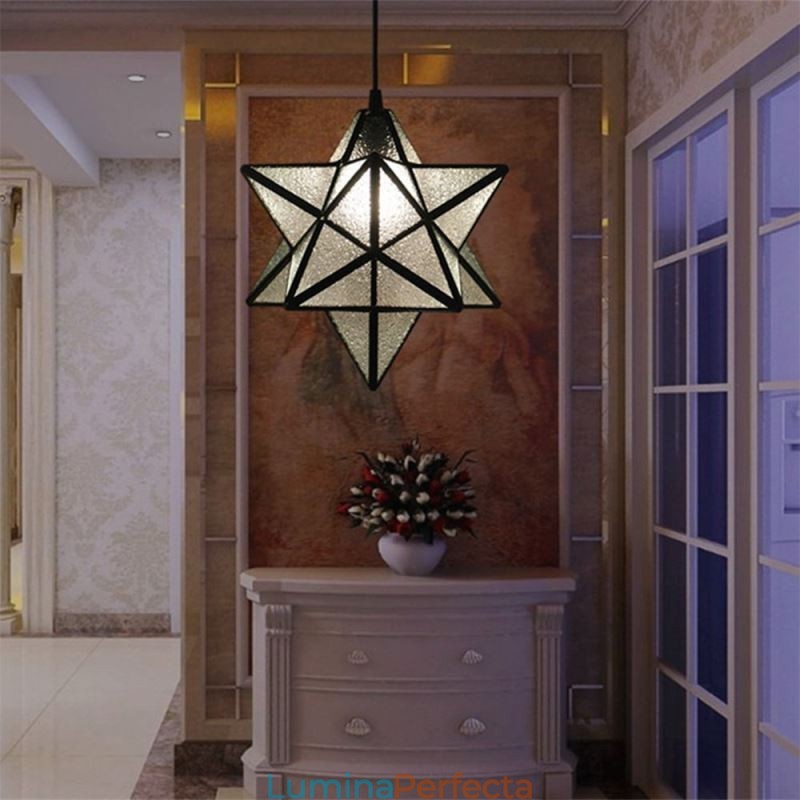 Lampă suspendată cu vitralii europene Lampă suspendată Star Creativă