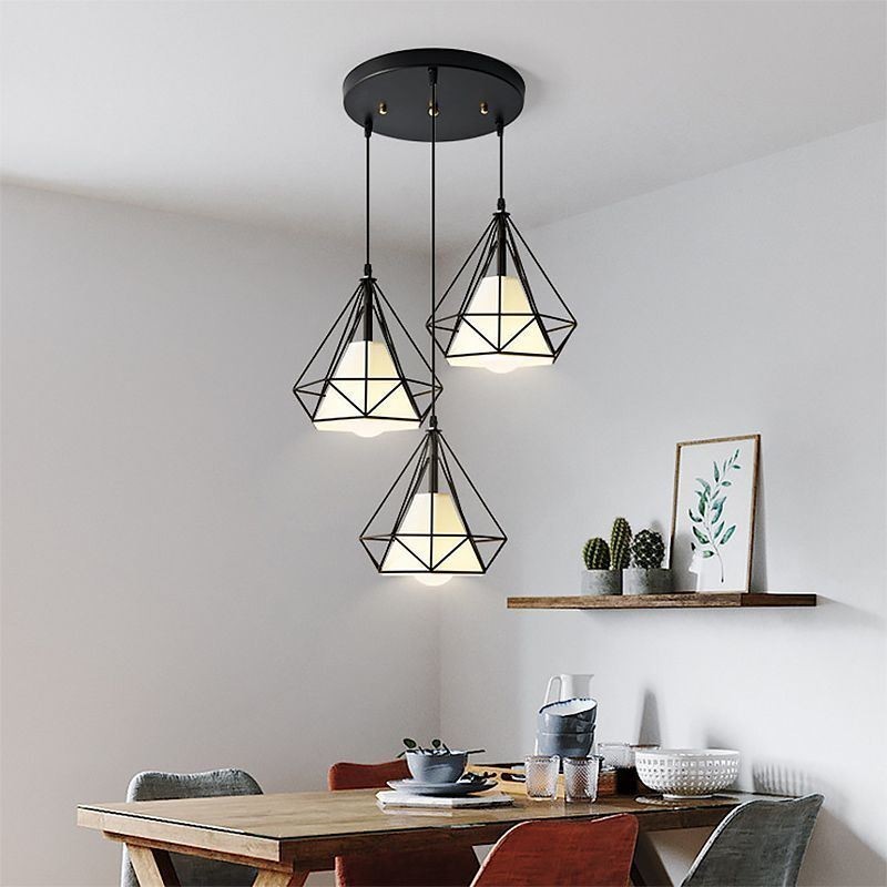 Lumină suspendată în formă de diamant Corp de iluminat decorativ modern minimalist