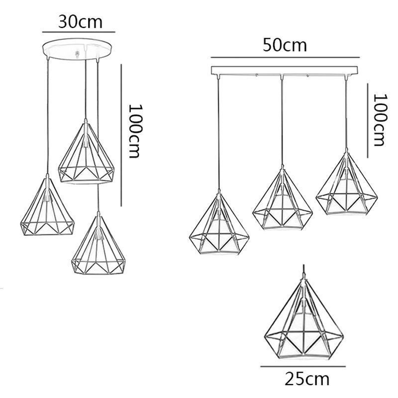 Lumină suspendată în formă de diamant Corp de iluminat decorativ modern minimalist