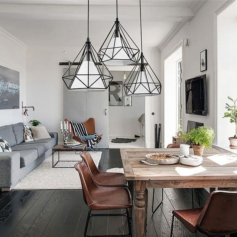 Lumină suspendată în formă de diamant Corp de iluminat decorativ modern minimalist
