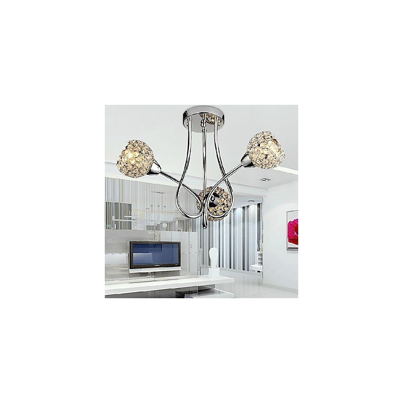 Montaj modern, strălucitor, cu 3 lumini, cu design de cristal