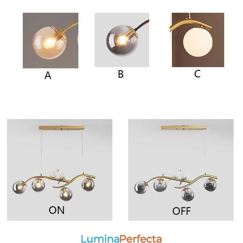 Lumină suspendată modernă, minimalistă, cu 4 lămpi
