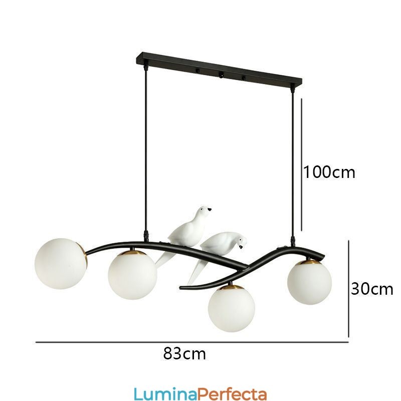 Lumină suspendată modernă, minimalistă, cu 4 lămpi