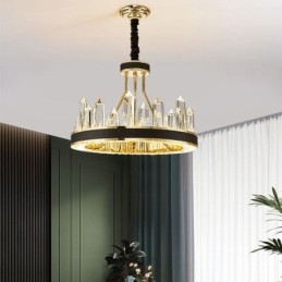 Plafoniera cerc de cristal modernă