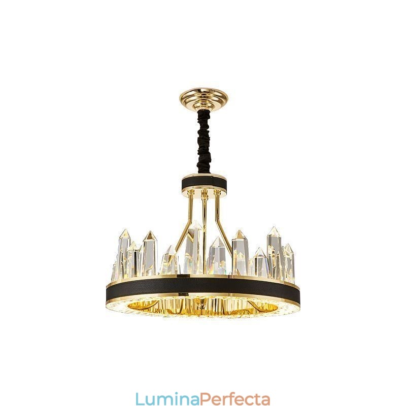 Plafoniera cerc de cristal modernă