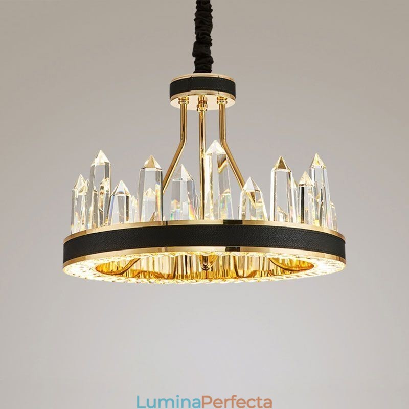 Plafoniera cerc de cristal modernă