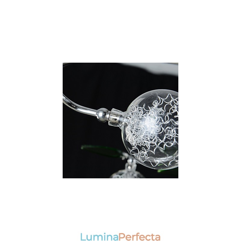 Candelabru 6 Lumini Country Aluminiu Sticla Crom