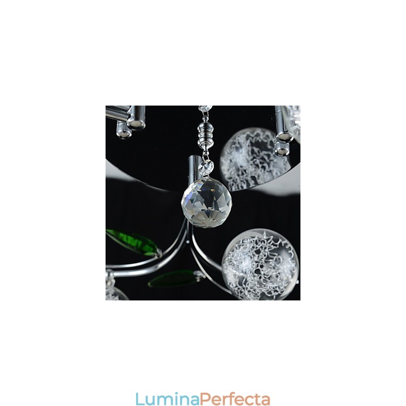 Candelabru 6 Lumini Country Aluminiu Sticla Crom