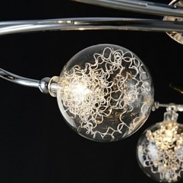 Candelabru 6 Lumini Country Aluminiu Sticla Crom