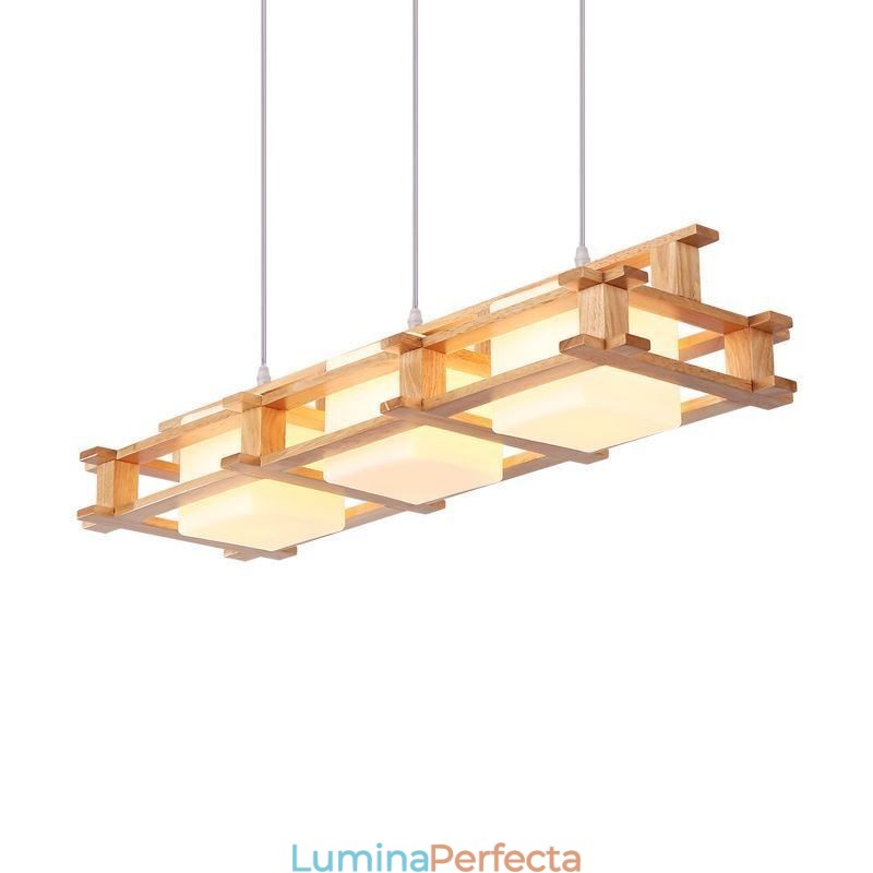 Plafoniera decorativă din lemn de stejar cu 3 lumini Creative