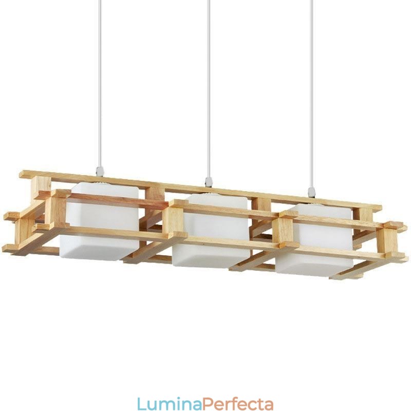 Plafoniera decorativă din lemn de stejar cu 3 lumini Creative