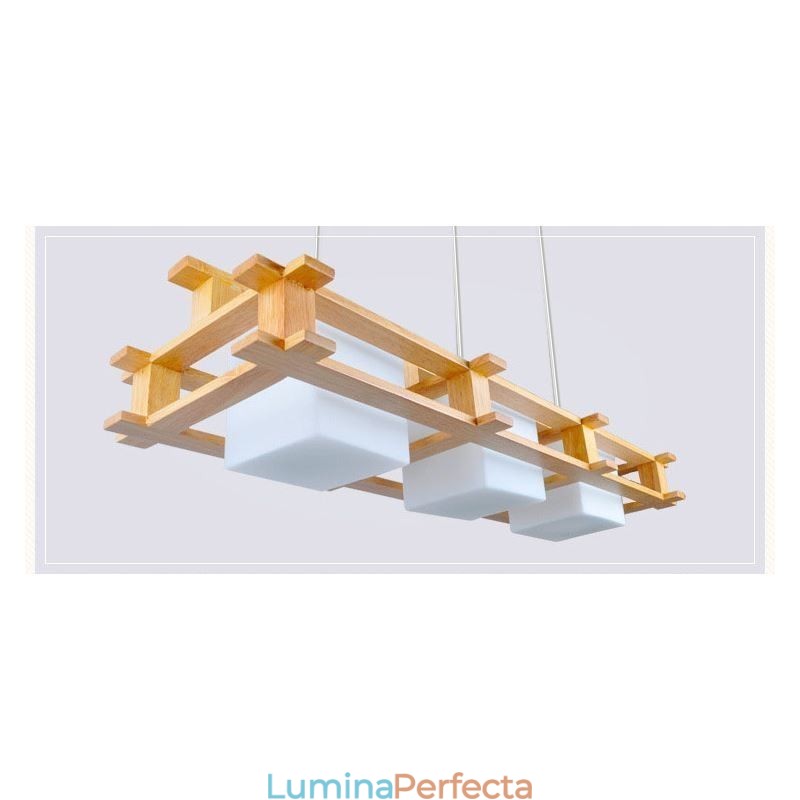 Plafoniera decorativă din lemn de stejar cu 3 lumini Creative
