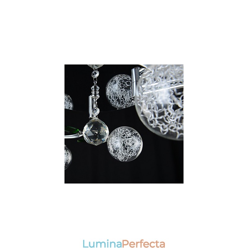 Candelabru 6 Lumini Country Aluminiu Sticla Crom