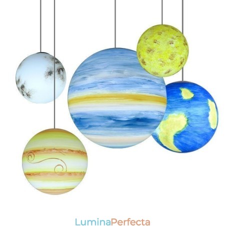 Lampă suspendată Nordic Planet Design Candelabru unic cu planete ale sistemului solar Lampă suspendată Nordic Planet Design Candelabru unic cu planete ale sistemului solar