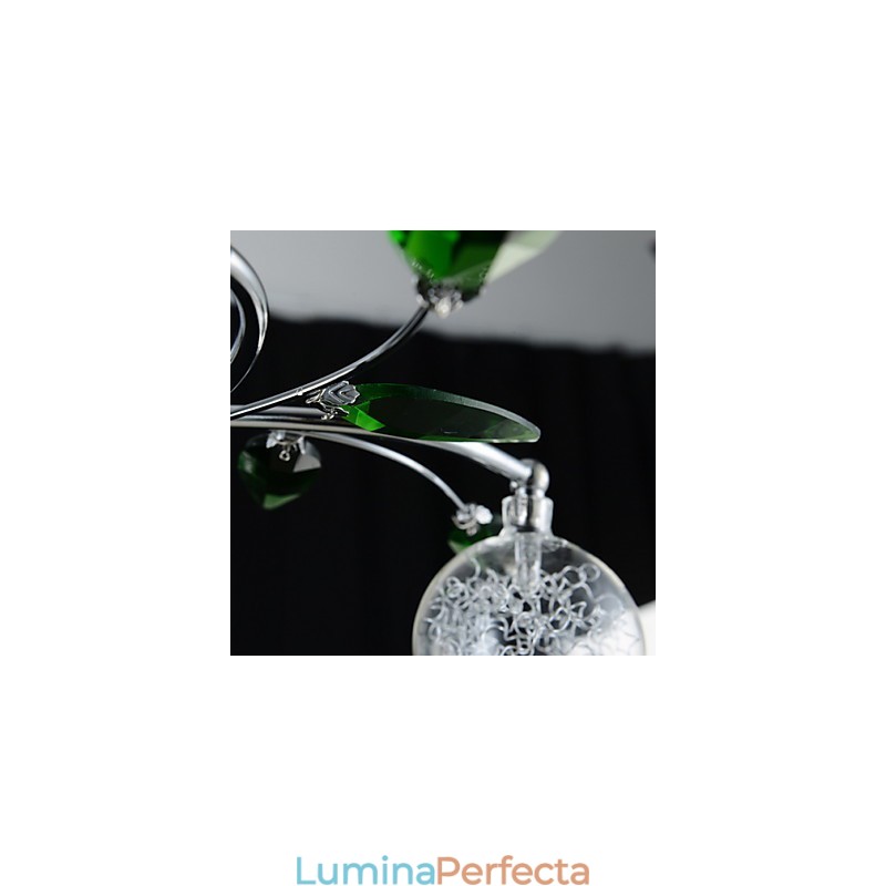 Candelabru 6 Lumini Country Aluminiu Sticla Crom