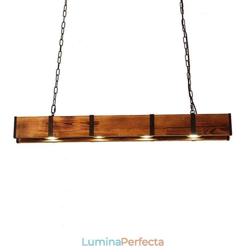 Plafoniera în stil industrial dreptunghiular din lemn Insulă