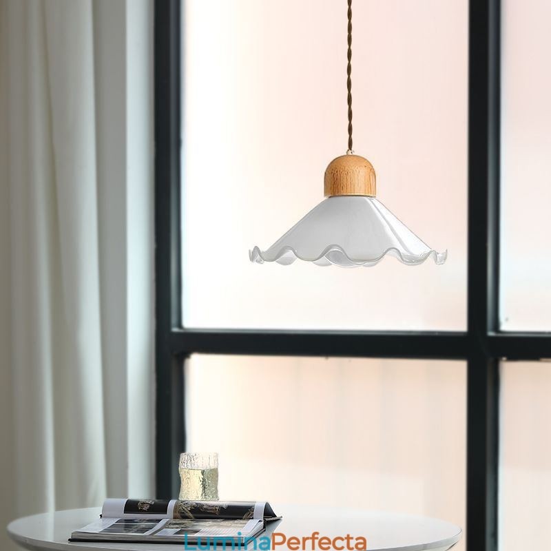 Lampă suspendată din sticlă din dantelă modernă Lampă suspendată cu un singur cap