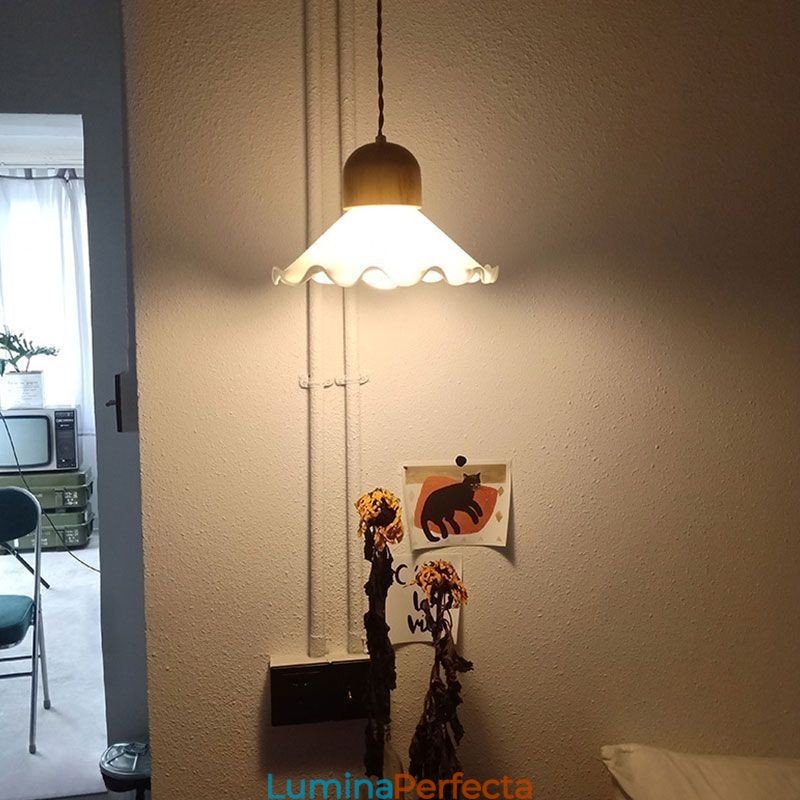 Lampă suspendată din sticlă din dantelă modernă Lampă suspendată cu un singur cap