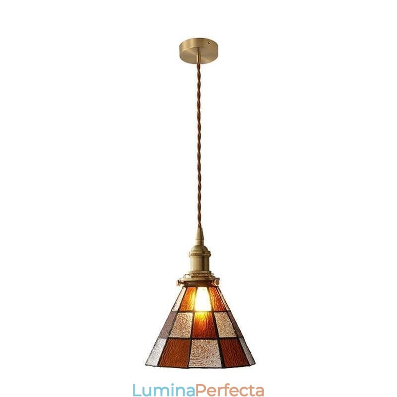 Lampă suspendată din sticlă retro cu zăbrele Iluminat în stil japonez