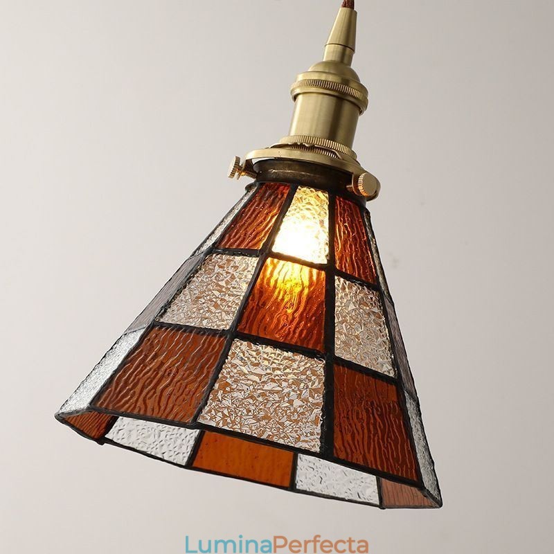 Lampă suspendată din sticlă retro cu zăbrele Iluminat în stil japonez
