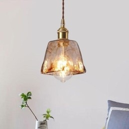 Lampă unică de suspendare din sticlă în stil japonez Iluminat decorativ de culoare chihlimbar