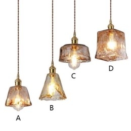 Lampă unică de suspendare din sticlă în stil japonez Iluminat decorativ de culoare chihlimbar