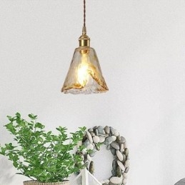 Lampă unică de suspendare din sticlă în stil japonez Iluminat decorativ de culoare chihlimbar