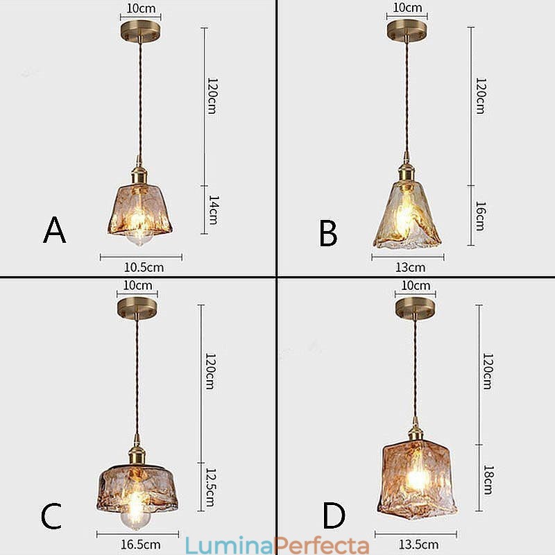 Lampă unică de suspendare din sticlă în stil japonez Iluminat decorativ de culoare chihlimbar