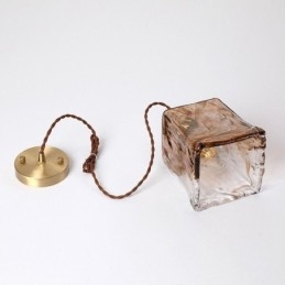 Lampă unică de suspendare din sticlă în stil japonez Iluminat decorativ de culoare chihlimbar