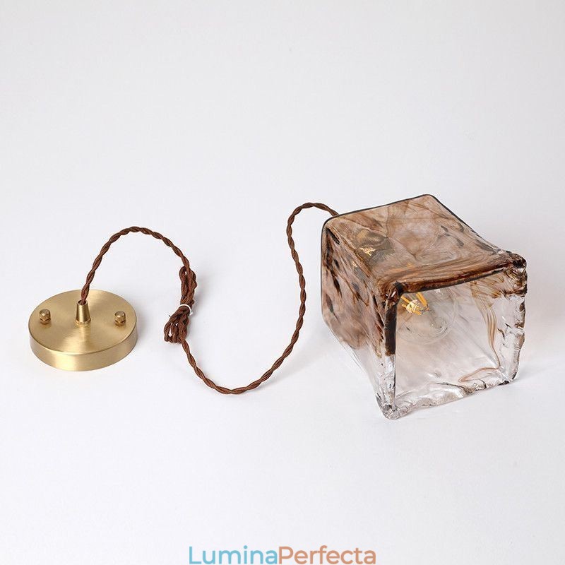 Lampă unică de suspendare din sticlă în stil japonez Iluminat decorativ de culoare chihlimbar