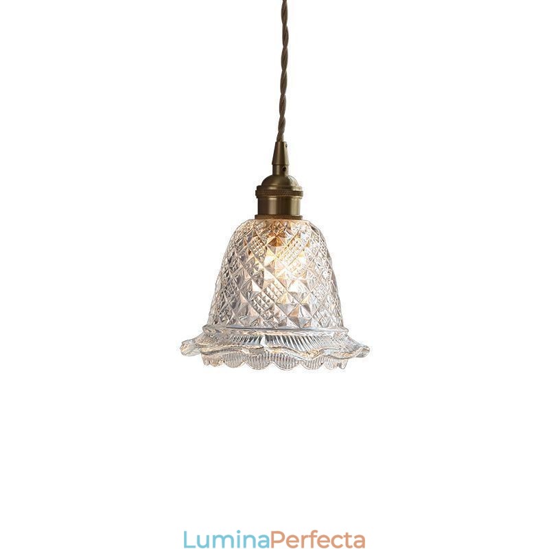 Lampă suspendată modernă din sticlă cu flori, corp de iluminat decorativ cu 1 lumină