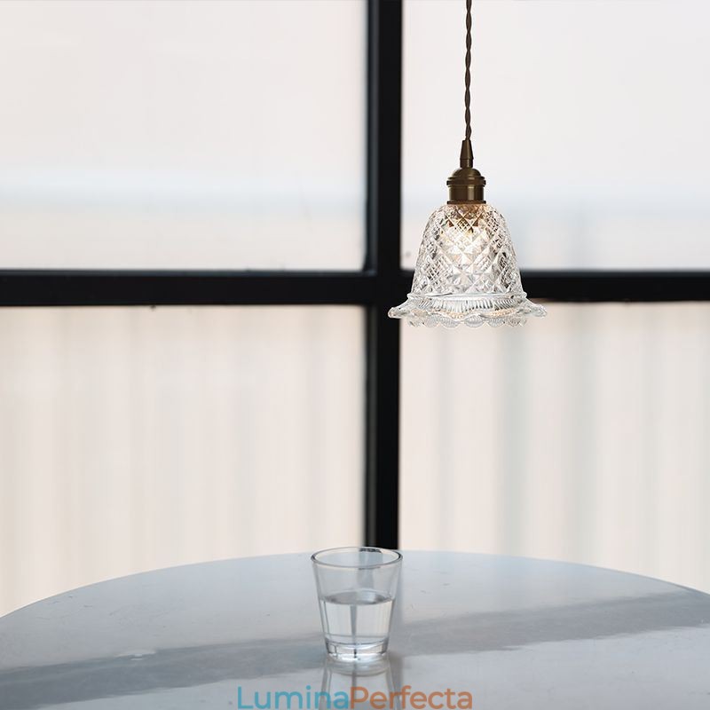 Lampă suspendată modernă din sticlă cu flori, corp de iluminat decorativ cu 1 lumină