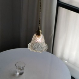 Lampă suspendată modernă din sticlă cu flori, corp de iluminat decorativ cu 1 lumină