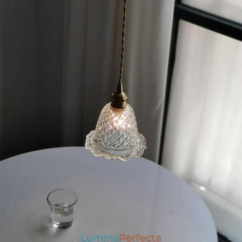 Lampă suspendată modernă din sticlă cu flori, corp de iluminat decorativ cu 1 lumină