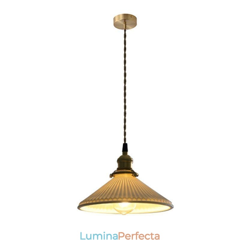 Lampă suspendată din ceramică în stil japonez Lampă suspendată retro plisată