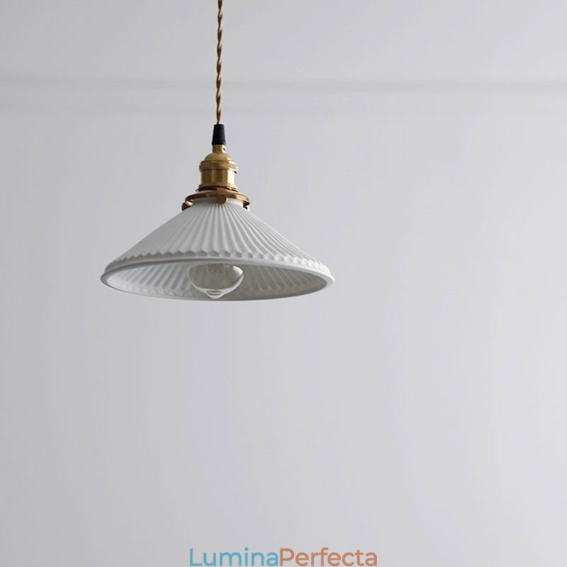Lampă suspendată din ceramică în stil japonez Lampă suspendată retro plisată