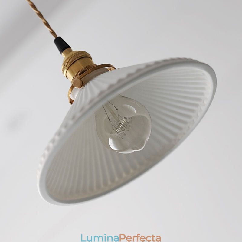 Lampă suspendată din ceramică în stil japonez Lampă suspendată retro plisată
