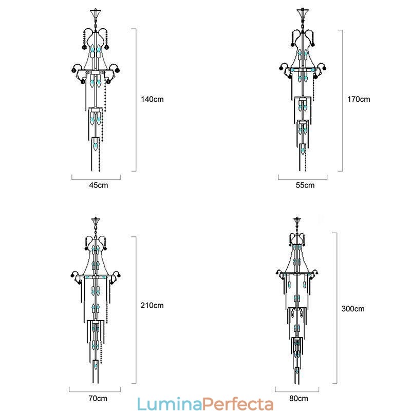 Candelabru de cristal cu pandantiv lung elegant
